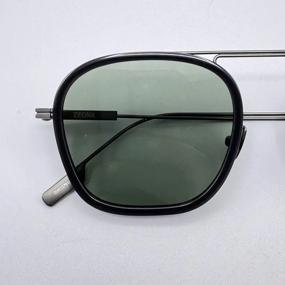 Ermenegildo Zegna Sunglasses EZ0306 20N Gray Square Frame Green Lens 51-20-145mm